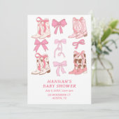 Boots & Bows Little Cowgirl Roze Baby shower Kaart (Staand voorkant)