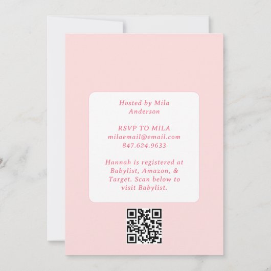 Boots & Bows Little Cowgirl Roze Baby shower Kaart (Achterkant)