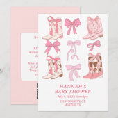 Boots & Bows Little Cowgirl Roze Baby shower Kaart (Voorkant / Achterkant)