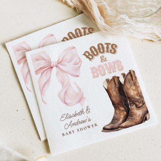 Boots & Bows TWINS Baby Shower Servet