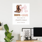 Boots & Bows TWINS Baby Shower Welcome Poster (Thuiskantoor)