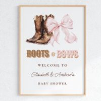 Boots & Bows TWINS Baby Shower Welkom Poster