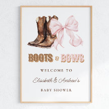 Boots & Bows TWINS Baby Shower Welkom Poster