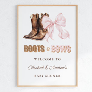 Boots & Bows TWINS Baby Shower Welkom Poster