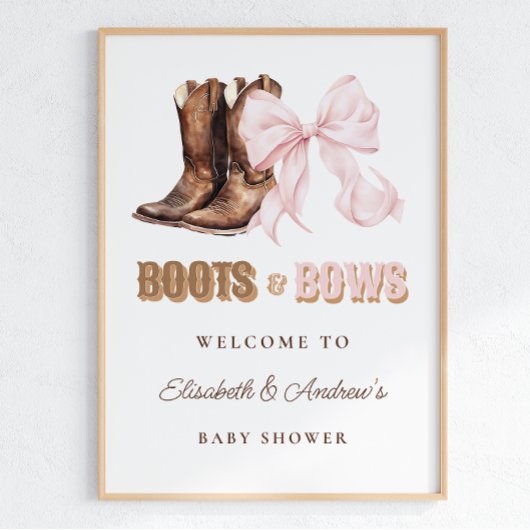 Boots & Bows TWINS Baby Shower Welkom Poster