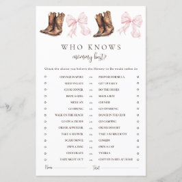 Boots & Bows Who Knows Mommy Best Baby Shower Game