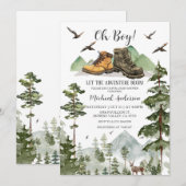 Boots Boy Pine Adventure Begin Forest Baby shower Kaart (Voorkant / Achterkant)
