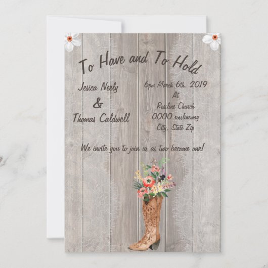 Boots bruiloft uitnodiging (Voorkant)