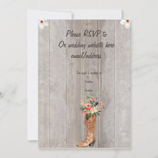 Boots bruiloft uitnodiging (Achterkant)