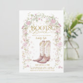 Boots & Brunch Wildflower Boog Bruiloftsborrel Kaart (Staand voorkant)
