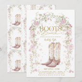Boots & Brunch Wildflower Boog Bruiloftsborrel Kaart (Voorkant / Achterkant)