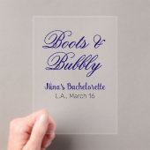 Boots & Bubble bachelorette party name purpleplace Acryl Uitnodigingen (Insitu (Draagbaar))