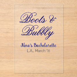 Boots & Bubble bachelorette party name purpleplace Acryl Uitnodigingen