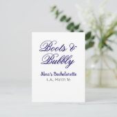Boots & Bubble bachelorette party name purpleplace Briefkaart (Staand voorkant)