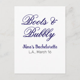 Boots & Bubble bachelorette party name purpleplace Briefkaart