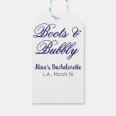 Boots & Bubble bachelorette party name purpleplace Cadeaulabel (Achterkant)