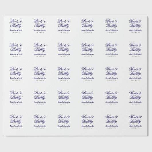 Boots & Bubble bachelorette party name purpleplace Cadeaupapier (Vlak)
