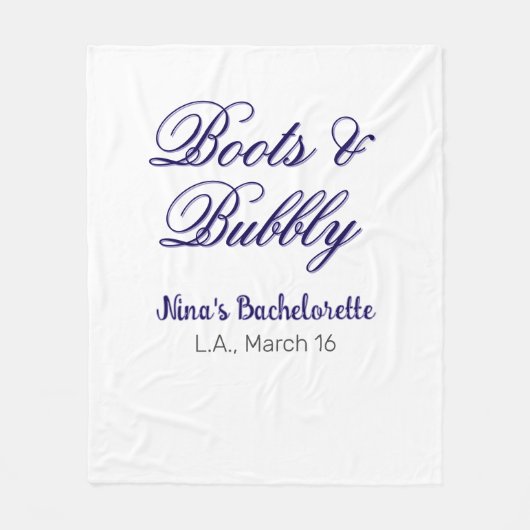 Boots & Bubble bachelorette party name purpleplace Fleece Deken (Voorkant)