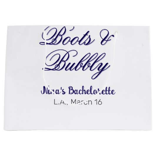 Boots & Bubble bachelorette party name purpleplace Groot Cadeauzakje (Voorkant)