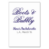 Boots & Bubble bachelorette party name purpleplace Kaart (Achterkant)