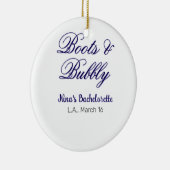 Boots & Bubble bachelorette party name purpleplace Keramisch Ornament (Rechts)