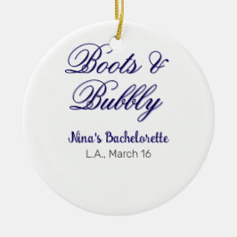Boots & Bubble bachelorette party name purpleplace Keramisch Ornament