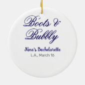 Boots & Bubble bachelorette party name purpleplace Keramisch Ornament (Achterkant)