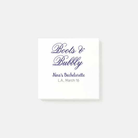 Boots & Bubble bachelorette party name purpleplace Post-it® Notes (Voorkant)