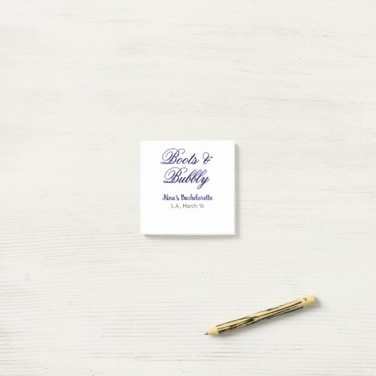 Boots & Bubble bachelorette party name purpleplace Post-it® Notes (Op bureau)