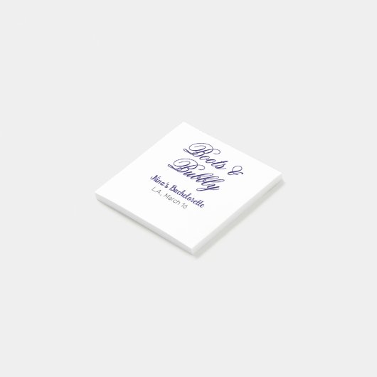 Boots & Bubble bachelorette party name purpleplace Post-it® Notes (Schuin)