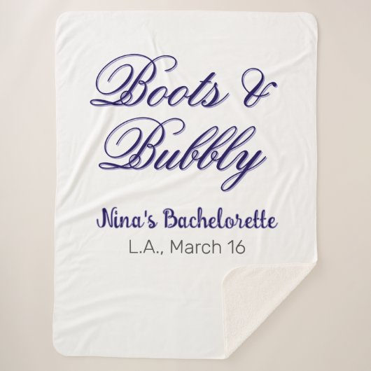 Boots & Bubble bachelorette party name purpleplace Sherpa Deken (Voorkant)
