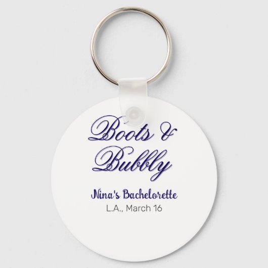 Boots & Bubble bachelorette party name purpleplace Sleutelhanger (Voorkant)