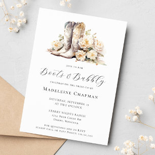 Boots & Bubble Elegant Rustic Floral Vrijgezellenf Kaart