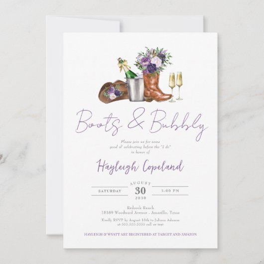 Boots & Bubble Rustic Western Vrijgezellenfeest Kaart (Voorkant)