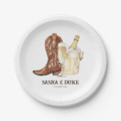 Boots & Bubble Rustic Western Vrijgezellenfeest Papieren Bordje (Voorkant)