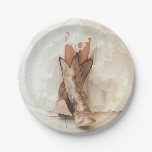 Boots & Bubble Texas Bride in Boots Vrijgezellenfe Papieren Bordje (Voorkant)