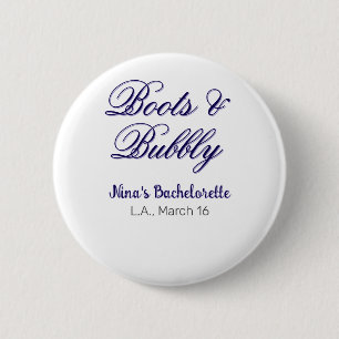 Boots & Bubble vrijgezellenfeest naam purpleplace Ronde Button 5,7 Cm