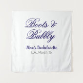 Boots & Bubble vrijgezellenfeest naam purpleplace Wandkleed (Voorkant)