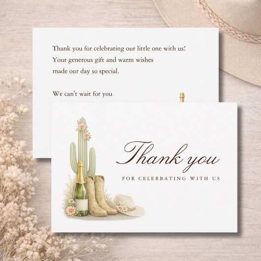 Boots & Bubbles Elegant Baby Shower Bedankkaart