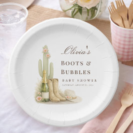 Boots & Bubbles Elegant Western Baby Shower Papieren Bordje