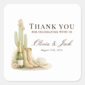 Boots & Bubbles Western Gender Neutral Thank You Vierkante Sticker (Voorkant)