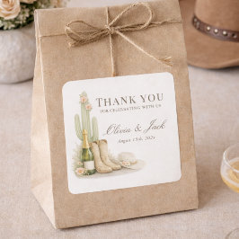 Boots & Bubbles Western Gender Neutral Thank You Vierkante Sticker