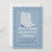 Boots & Bubbly Blue Cowboy Vrijgezellenfeest Kaart (Voorkant)