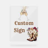 Boots & Bubbly Boho western Vrijgezellenfeest guns Acryl Bord (Voorkant)