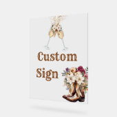 Boots & Bubbly Boho western Vrijgezellenfeest guns Acryl Bord (Hoek)