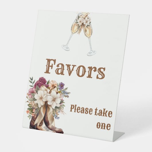 Boots & Bubbly Boho western Vrijgezellenfeest guns Reclamebord Met Voetstuk (Voorkant)