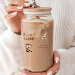 Boots & Bubbly Boho Western Vrijgezellenfeest Part Blikvorm Glas