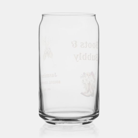 Boots & Bubbly Boho Western Vrijgezellenfeest Part Blikvorm Glas (Voorkant)