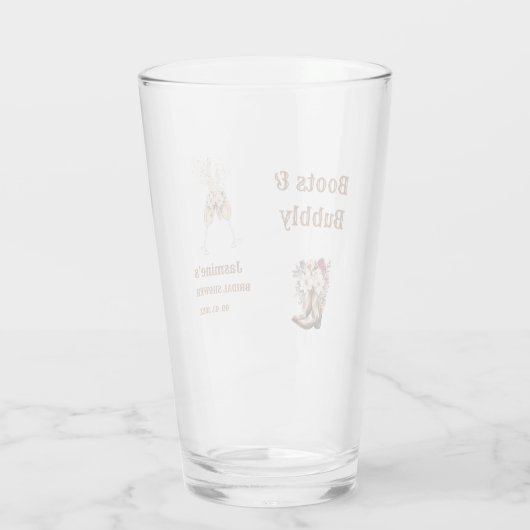 Boots & Bubbly Boho Western Vrijgezellenfeest Part Glas (Achterkant)