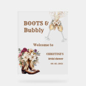 Boots & Bubbly Boho western Vrijgezellenfeest Welk Acryl Bord (Voorkant)
